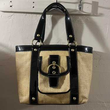 未使用級 黒 vintage coach old straw bag かごバッグ 未使用級 黒 vintage coach old straw bag かごバッグ バッグ