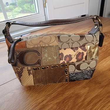 バッグ coach leather patchwork one shoulder bag Coach Patchwork One Shoulder Bag Signature Canvas Leather