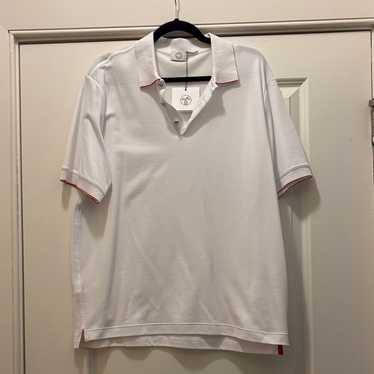 トップス HERMES S/S POLO CUTSEW WHITE M Hermes White Cotton Pique H Embroidered Buttoned Polo Shirt