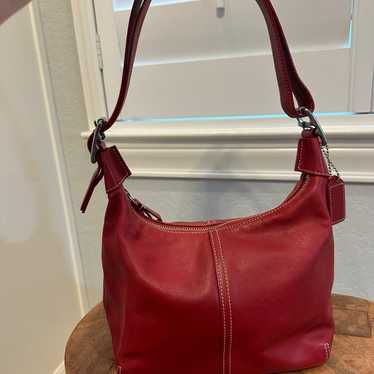 バッグ Coach Legacy Red Leather Tote 10738 Coach Legacy Washed Red Satchel/Tote With Tassel and Zip Top