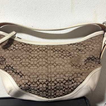 1354 COACH シグネチャー ワンショルダー ホーボーバッグ 6351 COACH 6351 Signature Hobo Bag White Jacquard Leather Y2K