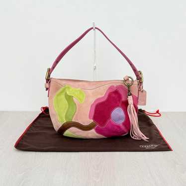 バッグ Coach Flower Patchwork suede vintage Bag Vintage Coach Pink Suede Flower Mini Shoulder Bag #PG1IHV | eBay