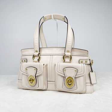 バッグ 65th Coach Legacy Toto Bag White Leather COACH LEGACY 65th ANNIVERSARY ICONIC TOTE HANDBAG IVORY