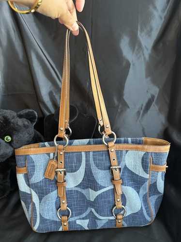 希少✨COACH Y2K Denim Signature Tote Bag MINT Coach Y2K Denim Signature C Tobacco Leather Legacy Ali