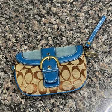vintage coach old Blue アクセサリーポーチ 青 COACH Blue Leather with Pop Up Pouch Crossbody Bag #52881 | eBay