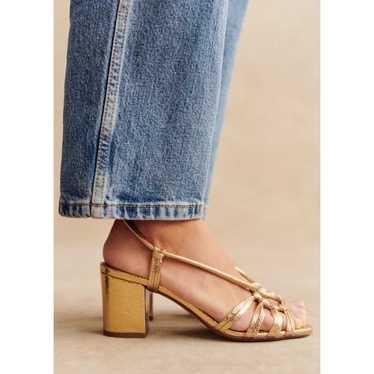Sezane ブラウン ストラップサンダル 37 フランス発☆セザンヌ ストラップ 本革レザー フラット サンダル