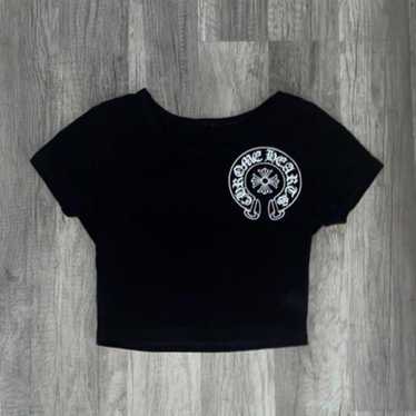 Chrome Heartsダガージップcroptop tee ブラックビンテージ Chrome Heartsダガージップcroptop tee ブラックビンテージ