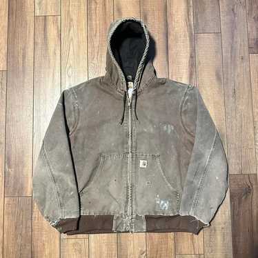 Carhartt J130 CHT ミディアム ブラウンジャケット VTG Carhartt J130 CHT Fleece Lined Full Zip Distressed