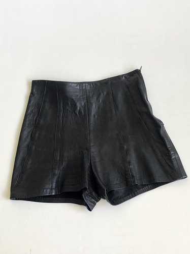 パンツ 90s Vintage LEATHER SHORTS BLACK XS/S - Leather Shorts With Rose/ Vintage Leather Shorts