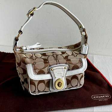 バッグ COACH Legacy Signater Flap Shoulderbag Coach Bleecker Legacy Signature Slim Flap Buckle Shoulder