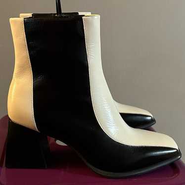 GB Color Block Leather Block Heel Booties - image 1