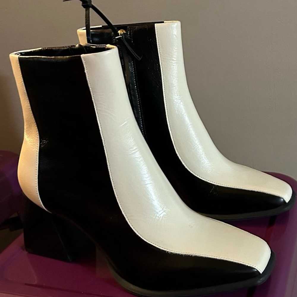 GB Color Block Leather Block Heel Booties - image 3