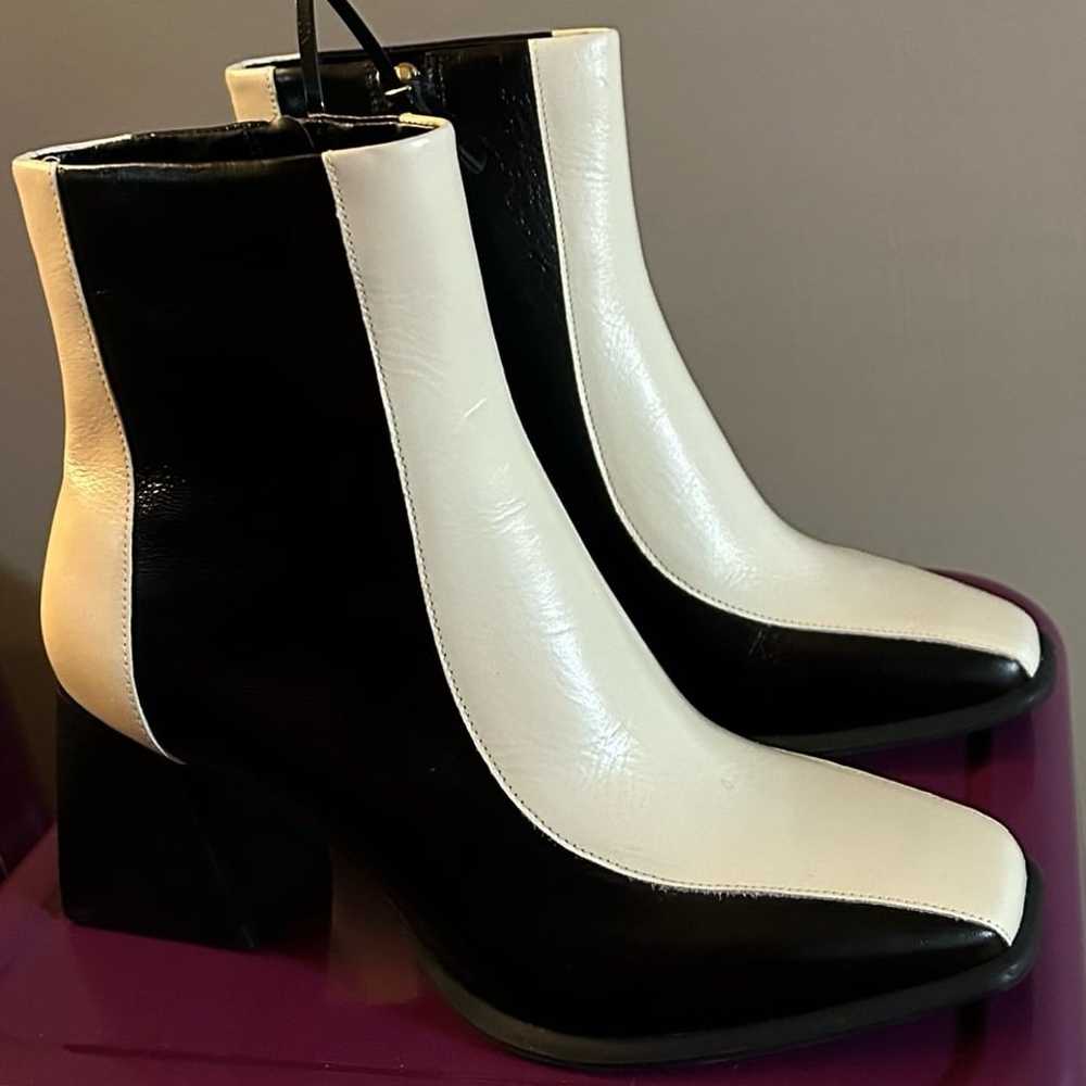 GB Color Block Leather Block Heel Booties - image 7