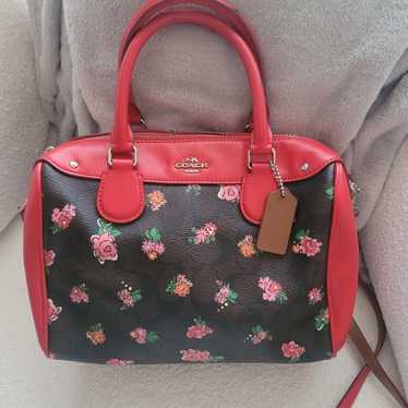 バッグ Coach Signature Mini Boston Bag Red COACH Mini Boston Hand Bag Leather Red Pink Shoulder Small