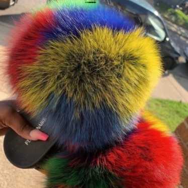 Python Colorful Real Fur Slides Sizes 10,10.5,11 … - image 1