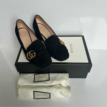 値下げ　GUCCI GGマーモント フリンジ パンプス 黒　サイズ36　23cm お値下 GUCCI GGマーモント フリンジ パンプス 黒 サイズ36