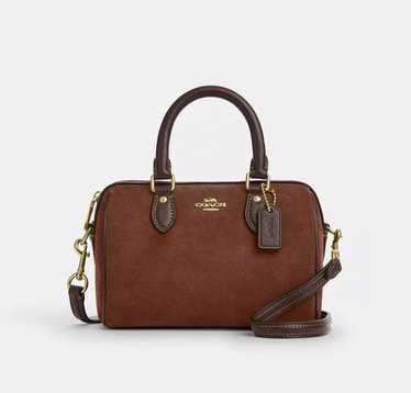 バッグ Vintage Coach Suede Mini Boston Bag Coach Signature Mini Boston style two way bag with Gold