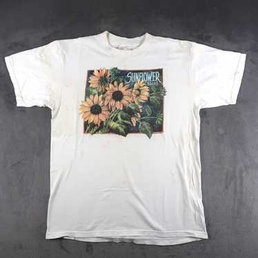 トップス 90s studio q sunflower t Vintage 90s Sun Flower Art Work Studio Q Murina Tee | Depop