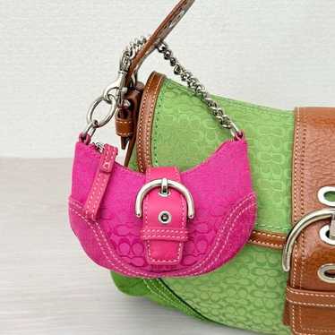 バッグ Coach Soho Mini Handbag Signature Pink COACH Soho Signature Handbag Mini Boston Bag Turnlock Pink