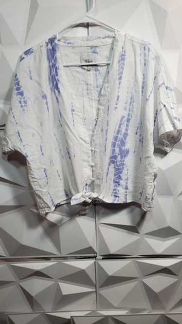 Rails Thea Tie Waist Button Front Linen Rayon Ble… - image 1