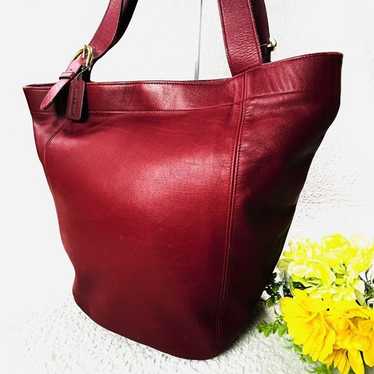 バッグ OLD COACH Large tote bag RED Vintage Coach Gallery Red Leather Satchel Tote Shoulder Bag