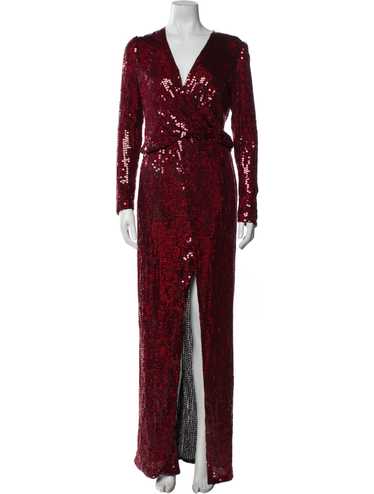 Galvan London Silk Evening Gown Red Printed Long … - image 1