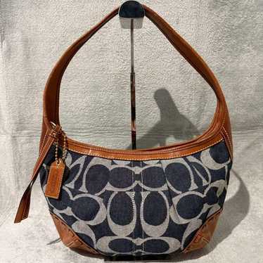 バッグ Coach Ergo Signature C Canvas Denim Bag Coach 12748 Ergo Signature C Canvas Denim Blue w/Leather