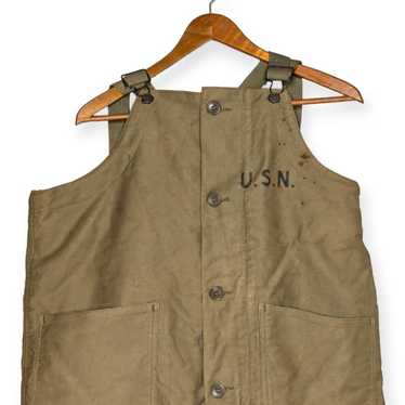 WWII 40s US NAVY DECK OVERALL 米軍実物 Vintage 1940s US Navy Deck Overalls USN Bib Stencil Pants