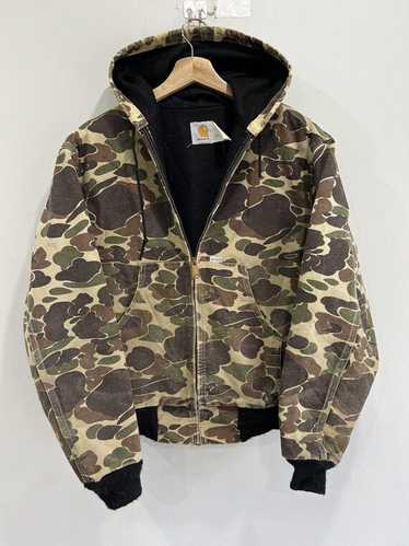 【80s carhartt】ジップパーカー　チョコアート　usa　vintage 古着 80s USA製 Carhartt 裏地 サーマル ワンポイント