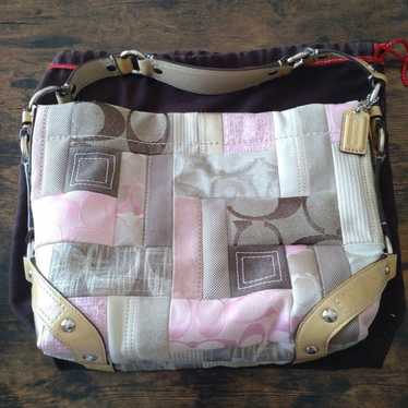 バッグ Coach Patchwork Signature shoulderbag405 Coach Patchwork One Shoulder Bag Signature Canvas Leather