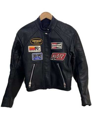 ジャケット・アウター vanson leather jacket 34 Vanson Motorcycle Biker Leather Jacket Black Orange Flags