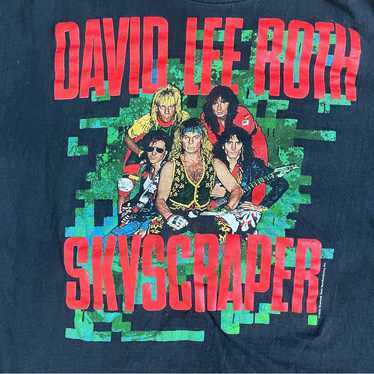 80年代 ビンテージ ロックT　DAVID LEE ROTH 1980's David Lee Roth White and Graphic Print Band Tee Size
