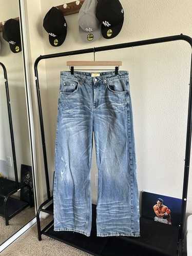 Trendt vision Raw Baggy Denim Jeans Blue Streetwear trendt