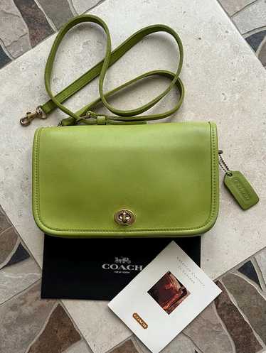 バッグ Vintage Coach Old Leather Handbag Green Vintage Coach USA Olympics 100th Anniversary Forest Green