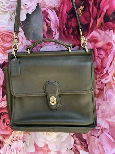 バッグ Vintage Coach Old Leather Handbag Green Vintage Coach USA Olympics 100th Anniversary Forest Green
