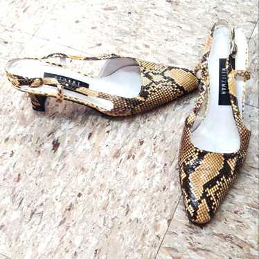 Stuart Weitzman Python Print Slingback Kitten Hee… - image 1