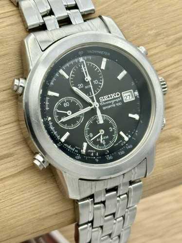 時計 SEIKO TITANIUM CHRONGRAPH 7T32-6030 Seiko 7T32-7C60 Quartz Alarm Chronograph Panda Lume Dial