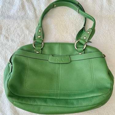 【Rare】Vintage Coach Green Leather bag Vintage Rare Coach Large Green Leather Crossbody Shoulder