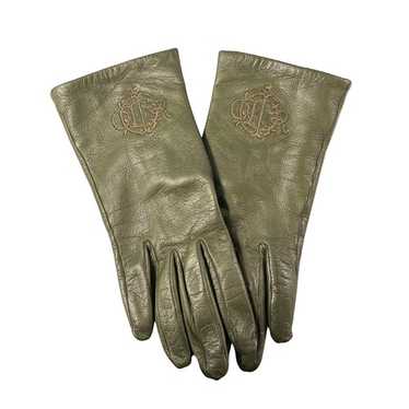 小物 Christian Dior Galliano Leather Gloves CD Icon Gloves Black Grained Leather | DIOR