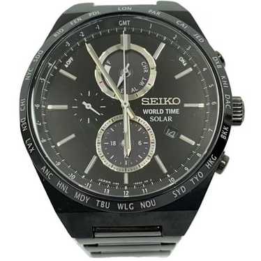SEIKO V195 クロノグラフ ブラック SEIKO SPIRIT SMART V195-0AE0 World Time Solar Chronograph