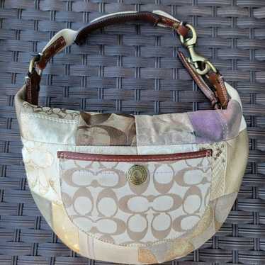 バッグ coach leather patchwork one shoulder bag COACH Hobo One Shoulder Bag Patchwork Signature Canvas