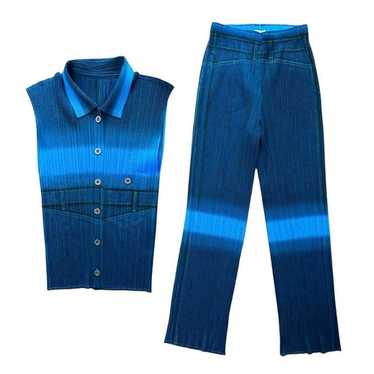 ISSEY MIYAKE PLEATS PLEASE Gジャン　ジーンズ　希少 ISSEY MIYAKE Pleats Please Pants Dark Green Size 3 from