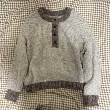 JaVa. 2-Way Mixed Color Bi-Color Henley Knit Pull… - image 1