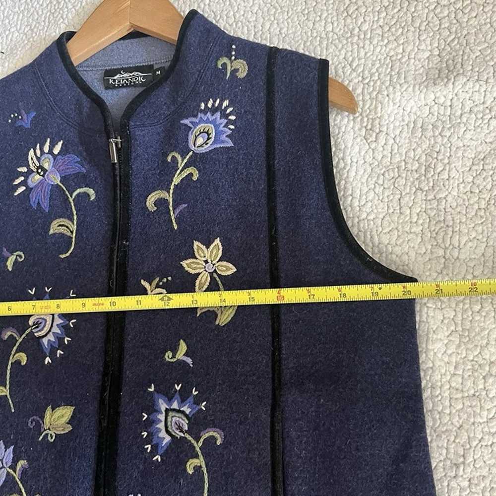 Icelandic Design Boiled Wool Vest sz M Purple Flo… - image 6