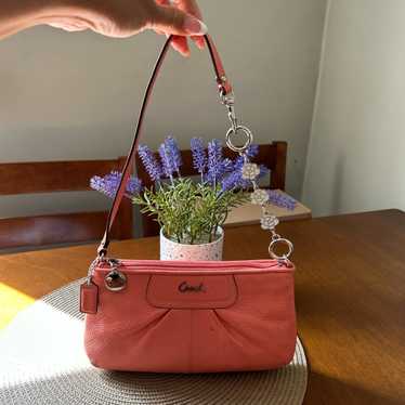 バッグ Vintage Coach Pink Leather Purse Handbag Coach Pink Purse Vintage Pink Fabric Red Handles New Without