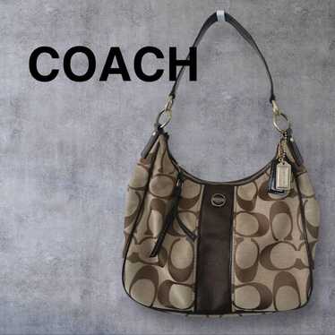 バッグ coach one shoulder brown signature 8K01 COACH Signature Soho One-Shoulder Bag Brown Canvas Leather