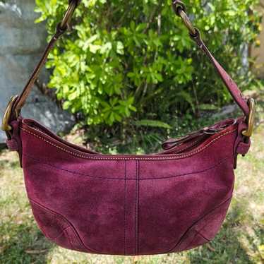 バッグ Coach Soho Hobo Suede Leather Shoulder COACH Vintage Soho Shoulder bag buckle Suede Leather Beige