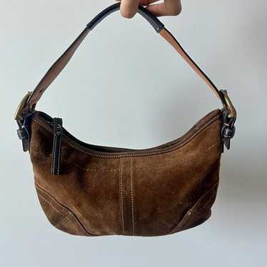 バッグ Coach Brown Suede Soho Hobo Handbag y2k Coach brown suede soho - Gem
