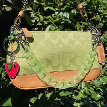 バッグ Vintage Coach Signature Pouch Green y2k Vintage Coach Signature Pouch Green y2k