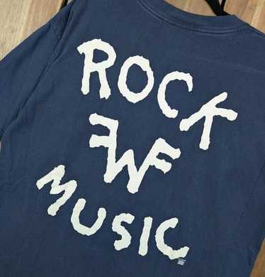 90s weezer/ROCK MUSICネイビー Tシャツ L 90's Hanes weezer ''ROCK MUSIC'' 両面プリント Tシャツ